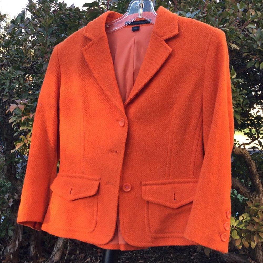 Express Design Studio Solid Orange Wool Blend Fit… - image 1